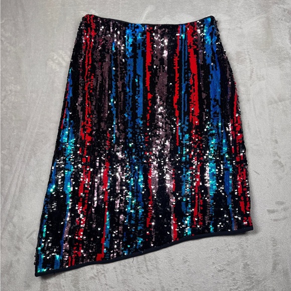 NWT Anthropologie Dazzler All Over Sequins Striped Asymmetrical Lenon Skirt S - Picture 4 of 16